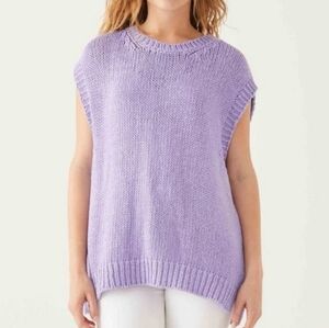 Voyageur by Mersea Boxy Oversized Cable Knit Sweater Vest Top in Lavender, EUC!